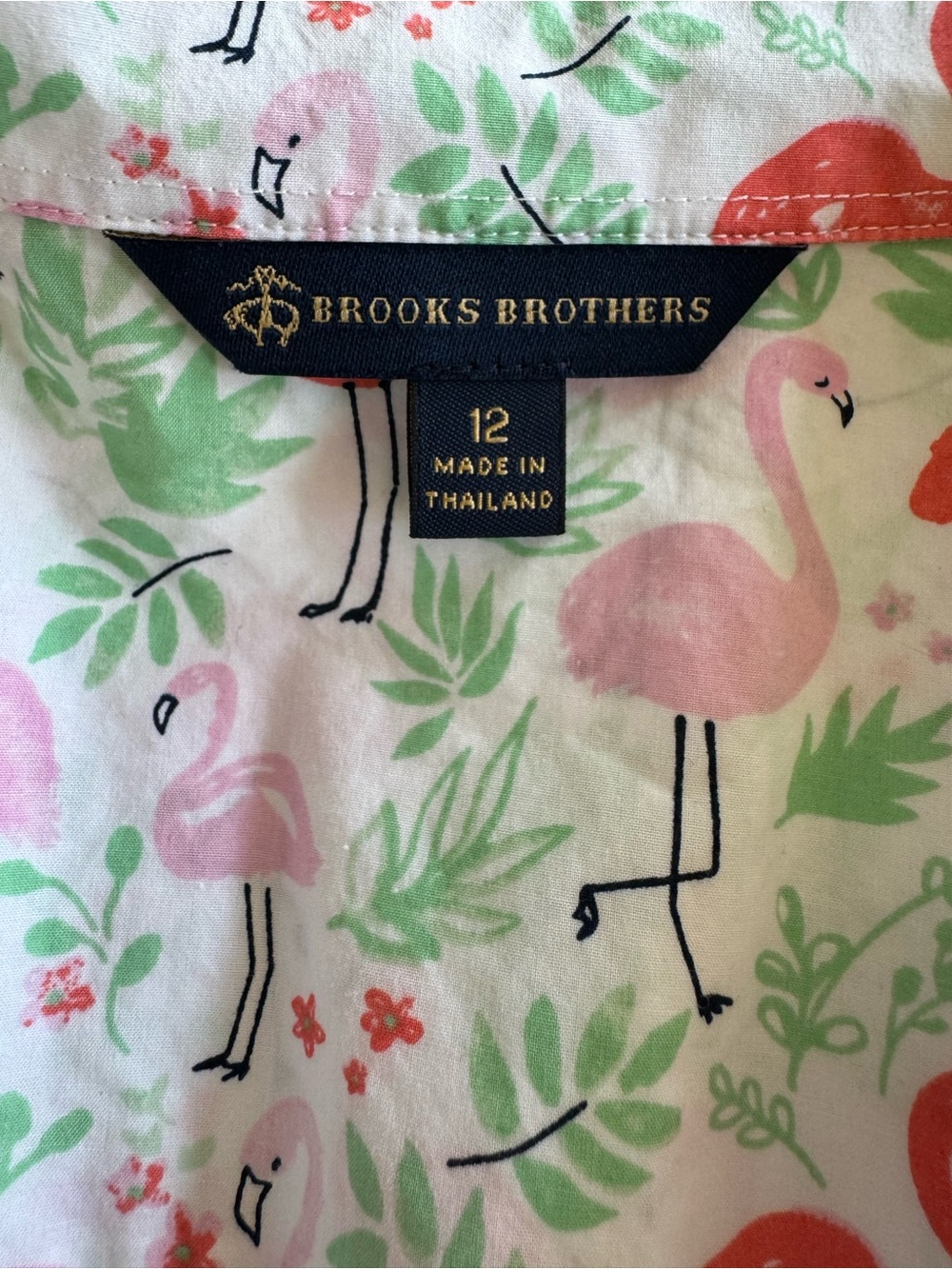 Brooks Brothers Pink & Coral Flamingo Print Button-Up Blouse - Picture 5 of 9